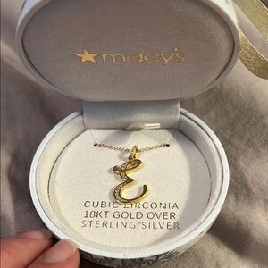 Macy's 18-Carat Gold over Sterling Silver “E” Initial Necklace